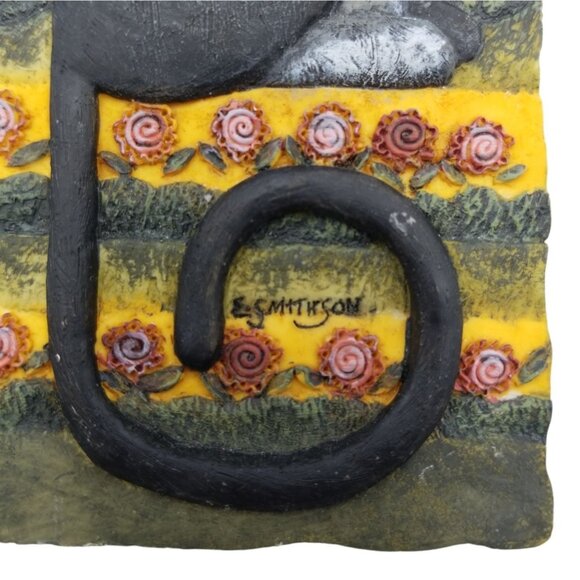 E. Smithson Cat Wall Art Plaque Set - Whimsical Feline Decor With Stars & Flower - Picture 4 of 11